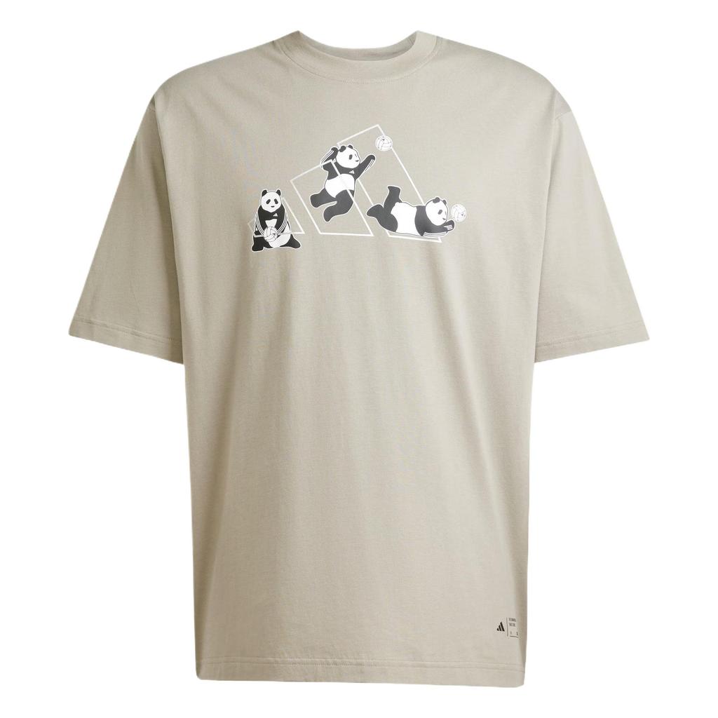 adidas PANDA PLAY ГРАФИЧЕСКАЯ ФУТБОЛКА Футболка Унисекс Pebble Silver Gray JZ3278