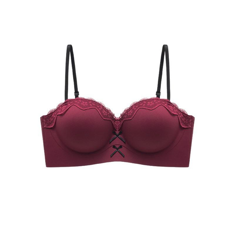 Traceless steel rim small breasts gather underwear women's thickened breasts big waist thin flat chest sexy lace natal year bra