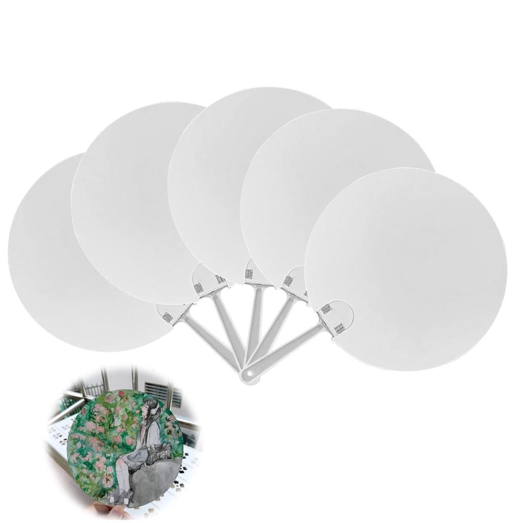 PAVIKE White Paper DIY Blank Set of Round Handheld Blank for Home Sports and More Fans, Fans, 5, Fans, Painting, Weddings, Decorations, Use, Painting,