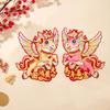 1 Pair Chinese Style New Year Door Sticker Flocking Paper Spring Festival Couplets  Spring Festival