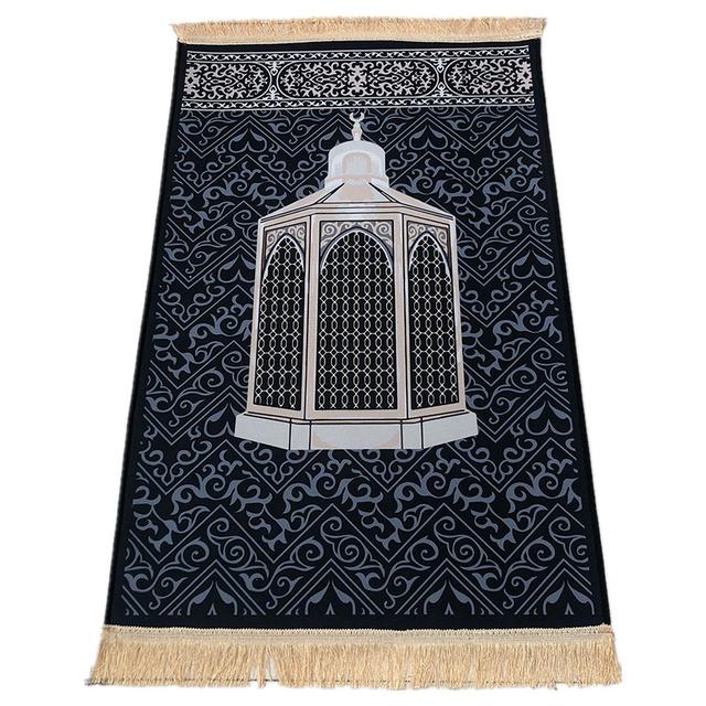 Thicken Soft Velvet Muslim Prayer Mat Prints Ramadan Worship Blanket Islamic Prayer Floor Rugs Tassels Portable Travel Rugs Gift