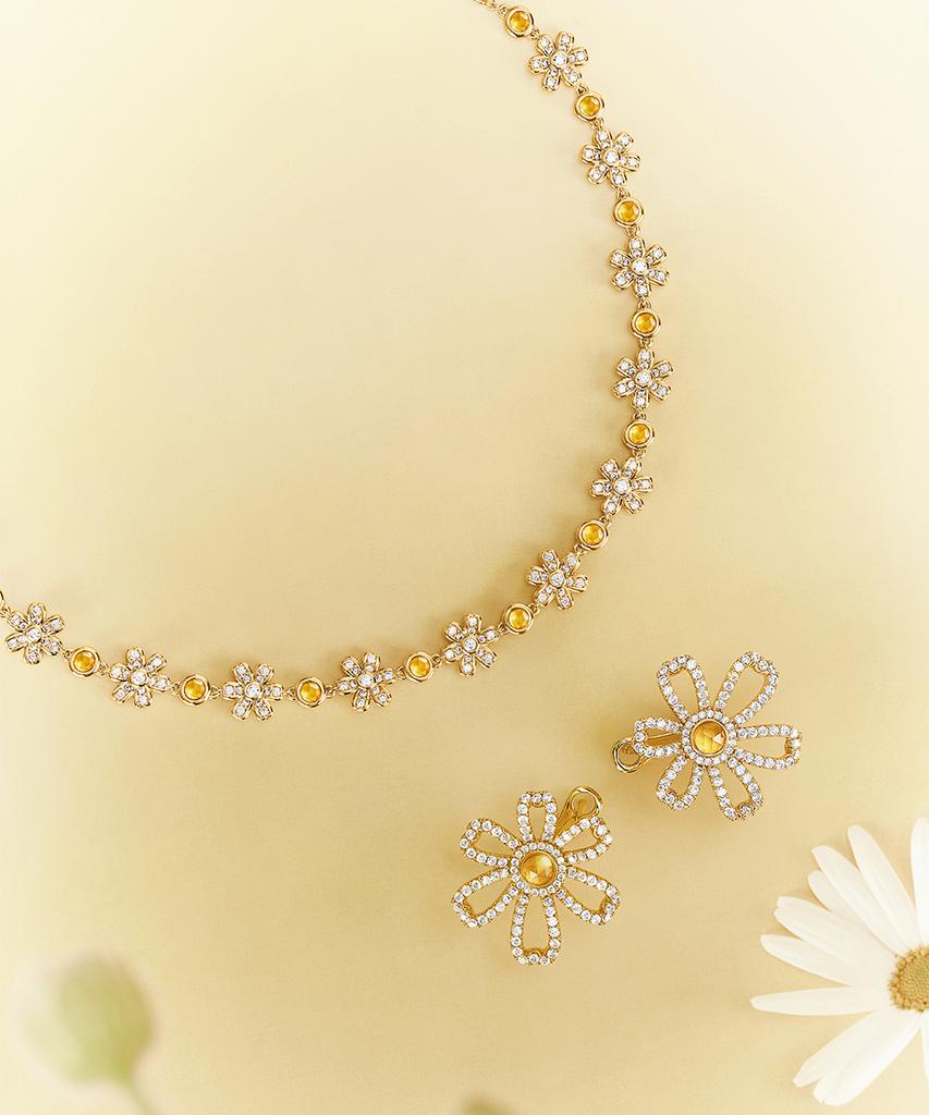 Lola Rose Daisy Citrine Flower Choker Necklace