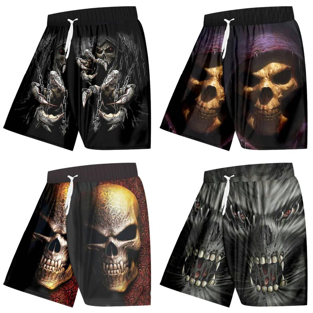 Skeleton Horror Skull Ghost Devil Demon Boxing Shorts Pants 3D Print Training Unisex Men Women Quick Dry Fitness Gym Sport Workout Casual Streetwear