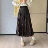 Юбка А-силуэта с высокой талией в корейском стиле с ленивыми складками для женщин