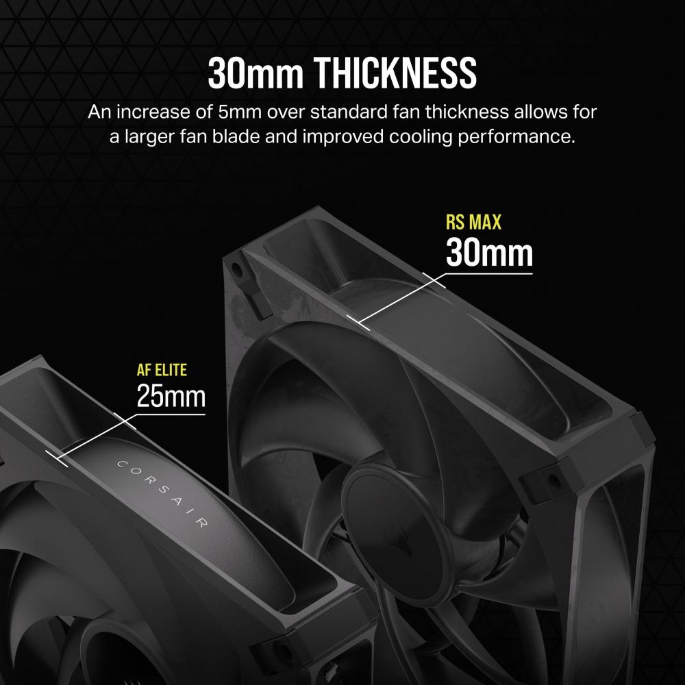 Corsair RS140 MAX 140mm PWM 30mm Thick PC Case Fan Dual Pack Black CO-9050175-WW