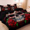 3 предмета Готический мексиканский сахарный череп Женщина Пододеяльник Постельное белье Цветочные и черепные узоры - Идеально для празднования Дня мертвых