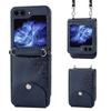 Samsung Z Flip Leather Case, Calf Pattern Full Coverage for Z Flip5, 4, 3.