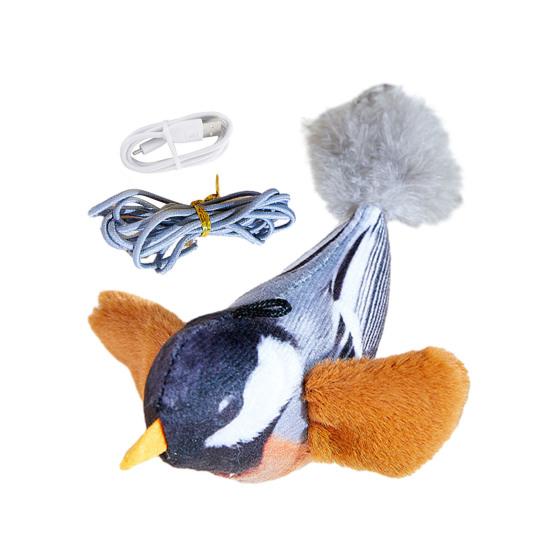 Игрушка для кошек «Птицы, хлопающие крыльями» Интерактивный летающий воробей с реалистичным щебечущим звуком, активируемый прикосновением Мягкая игрушка для котят «Птицы» для домашних кошек