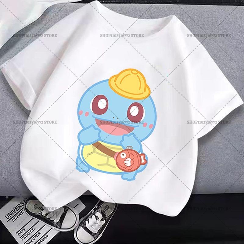 Pokemons Kids Clothing Summer Anime Printed Tops Cartoon Fashion Short Sleeve Loose Casual Tee Popular Design Girl Boy T Shirts