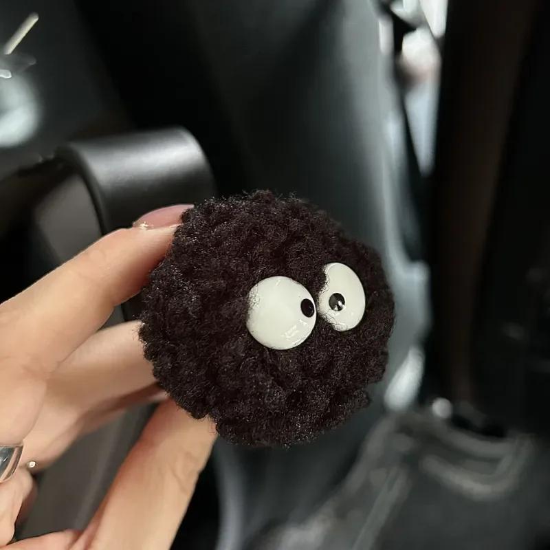 Cute Little Coal Ball Car Seat Back Hook Storage Car Headrest Organizer Food Bag Handbag Car Decoration Clothes Hanger