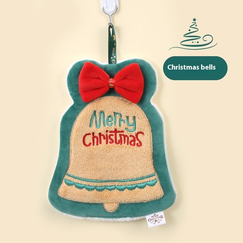 Cute Christmas Cleaning Towel Coral Velvet Hand Towel Snowman Bathroom Hanging Absorbent Dishcloth Soft Cleaning Cloth Rag