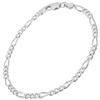 [Shinjuku Gin No Kura] Silver 925 Figaro Chain Bracelet, 18-20cm, 6-Face Cut, Simple, Elegant Design Chain, Men's, Plus Size