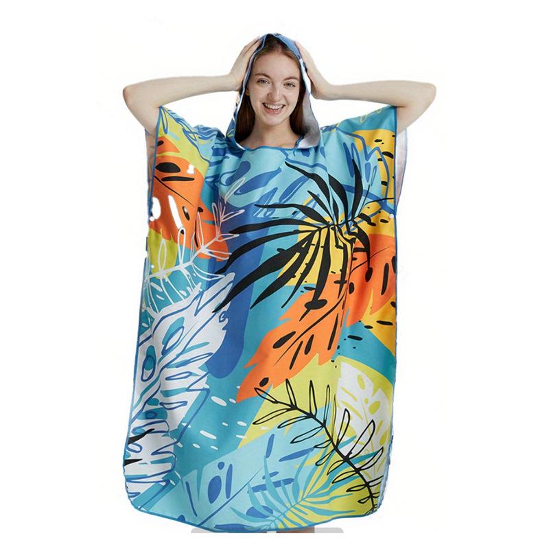 Colorful Quick-Dry Hooded Towel Cape for Beach, Bath, and Pool
