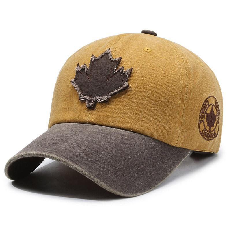 New Trend Adjustable Cotton Baseball Hat With Maple Leaf Decoration Design For All Seasons