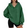 Women's Casual V-neck Pullover Long-sleeve Solid Color Fleece-lined Hooded Sweatshirt Top