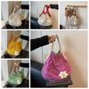 Polyester Hollow Woven Shoulder Bag Large Capacity Summer Beach Tote Bags  Clothes Storage