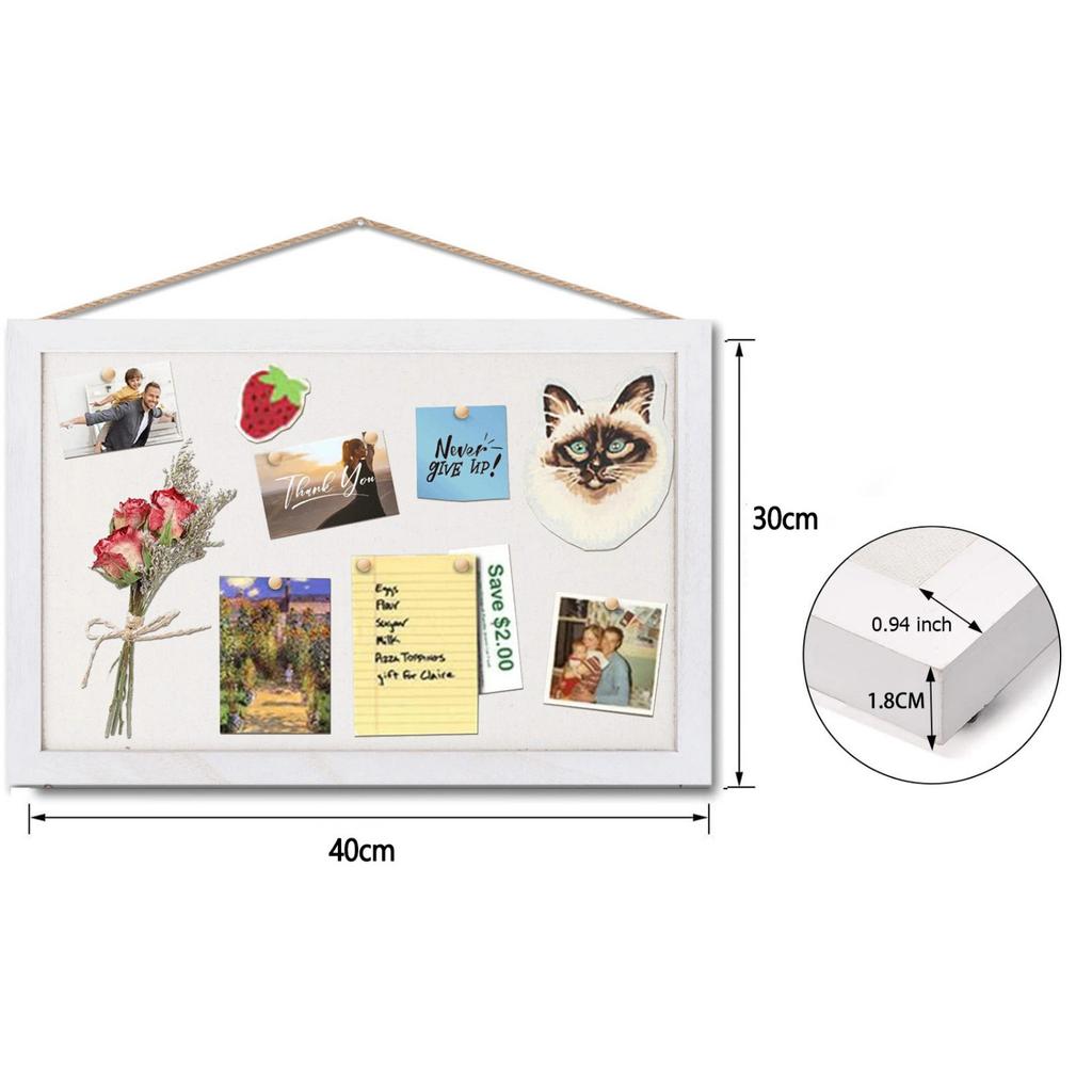 Sfugno Wood Bulletin Boards, 2-Pack Linen Wall Bulletin Board, Decorative Hanging Pin Board, 16"x11"Frame Cork Board Light Bulletin Boards