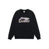 Li Ning Sports Lifestyle Series Logo Print Loose Fleece Crewneck Sweatshirt Unisex Sweatshirt Black AWDRG40-2