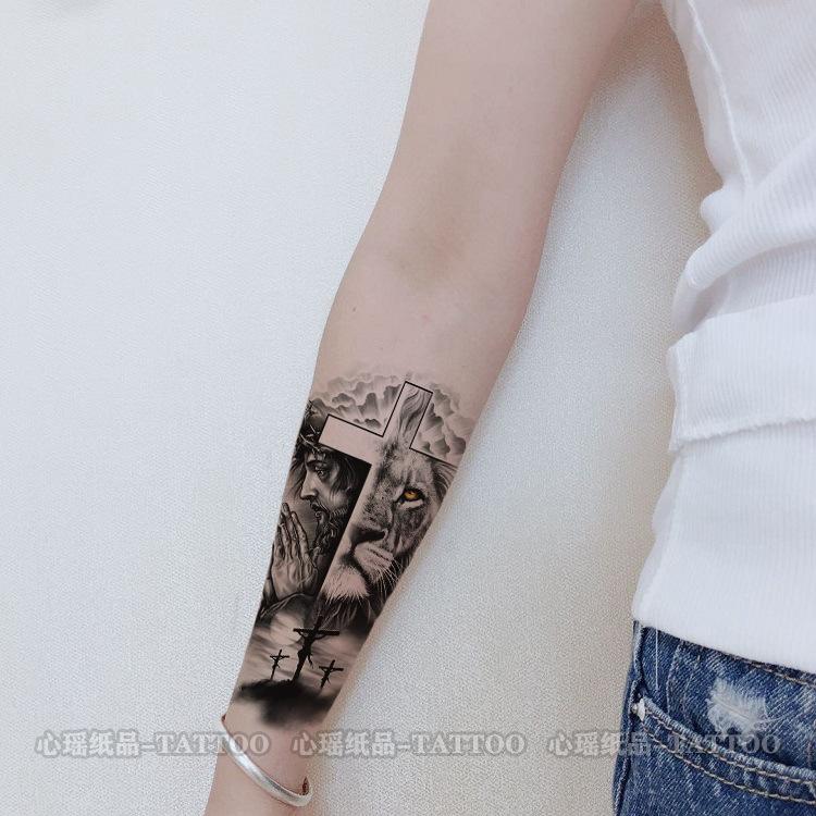 Лев Тигр Темная Рука Половина Руки Водная Переводная Татуировка Набор Наклейка Татуировки