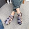 Retro Genuine Leather Handmade Women's Shoes Hollow Out Breathable Flat Sandals
