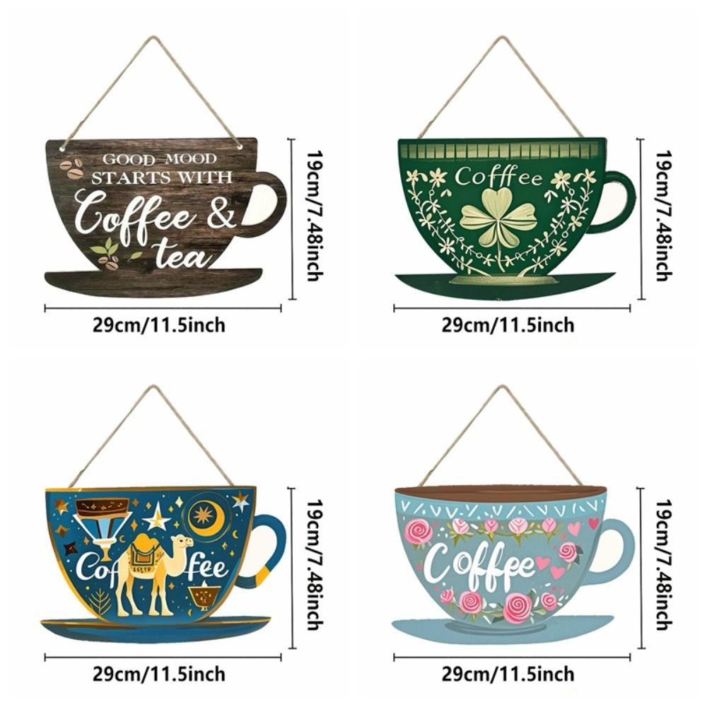 Vintage Coffee Shop Signage Wooden Wall Hanging Wall Decoration Coffee Cup Doorplate  Home