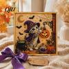 Halloween Wall Art Projects Cat Faux Pearl Painting Kit, Spooky 3D Beads Kit Crafts, Cute Witch Gem for Adults, Craft Lovers Creative Gift