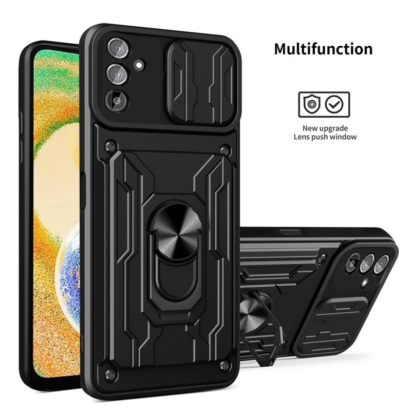 Слайд-объектив Защитный кошелек Держатель для карт памяти Чехол для телефона Samsung A04s A04 Броня Противоударный чехол