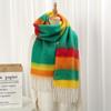 Korean Style Long Tassel Scarf Coldproof Winter Wool Scarves Fashion Stripe Mohair Shawl  Outdoor