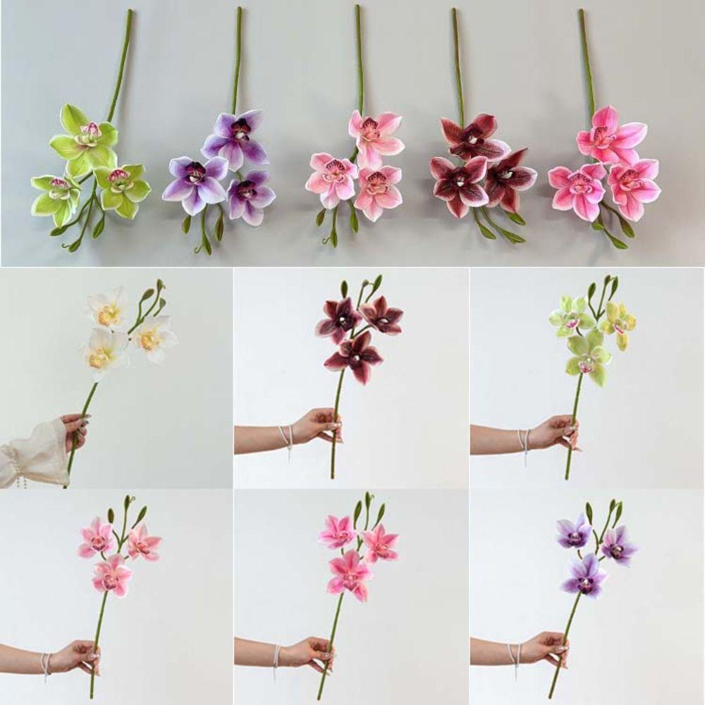 55cm Length Faux Flower 3 Heads Design Artificial Flower Stem  Living Room Decoration