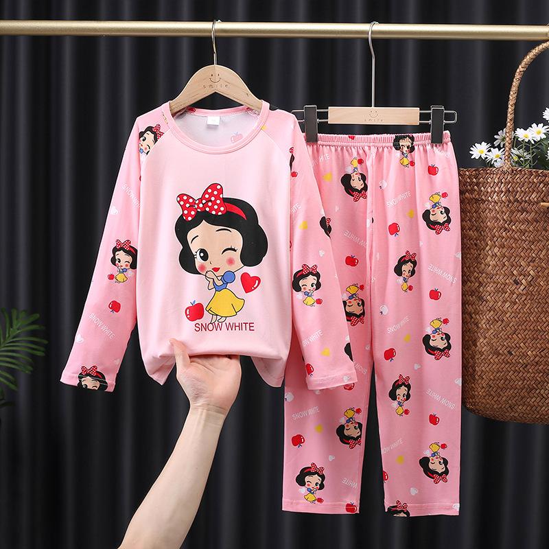 Children Cotton Pajama Set Girls Long Sleeve Sleepwear Home Clothes Cute Print