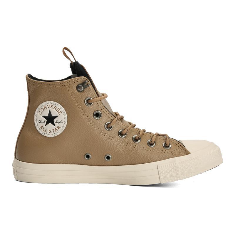 Converse Chuck Taylor All Star Leather Vintage Casual Slip-resistant Lightweight High-top Sneakers Unisex White and Brown