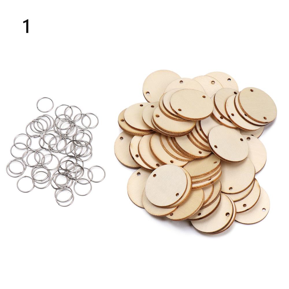 Holes Ring Clips Embellishments Wood Slices Wooden Circle Discs Tags Plaque Board Hanging Label