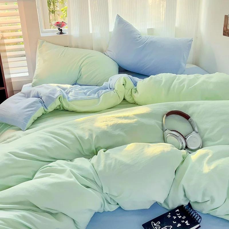 Постельное белье Хлопковый комплект постельного белья с простыней пододеяльником наволочкой Односпальный Двуспальный Простыня Король Королева Двуспальный Полуторный Размер