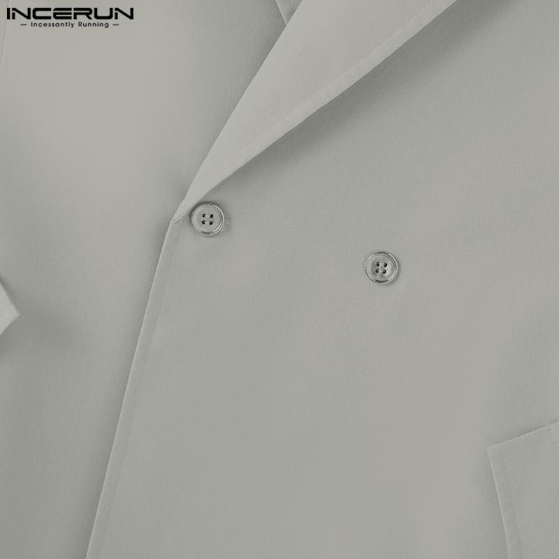 INCERUN Мужские куртки с зазубренными лацканами и длинным рукавом, повседневные свободные пальто-карго