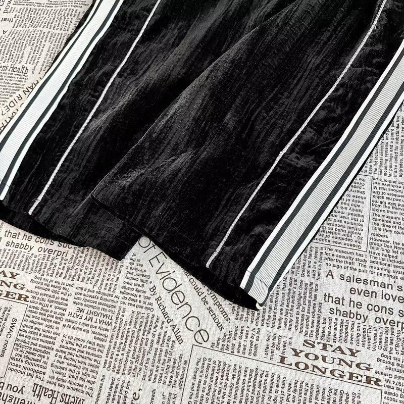 Осенний стильный полосатый свитшот из золотого бархата, спортивный костюм из двух частей для пар для мужчин