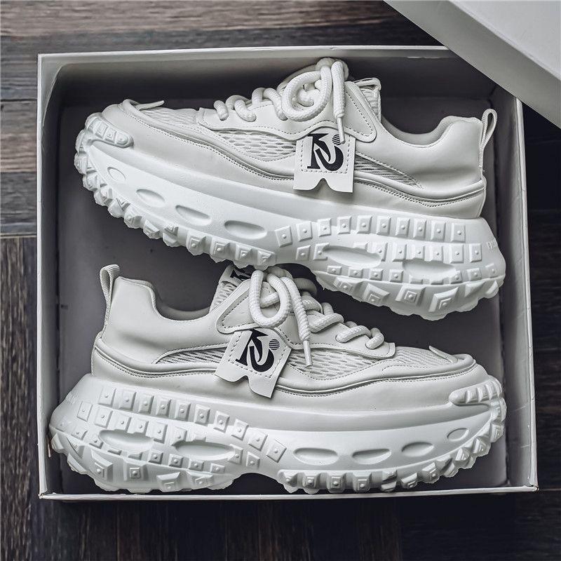 Summer Men's Shoes New Breathable Mesh Sports Shoes Men's Trend Versatile Platform Sole Heightened Casual Dad Shoes for Men