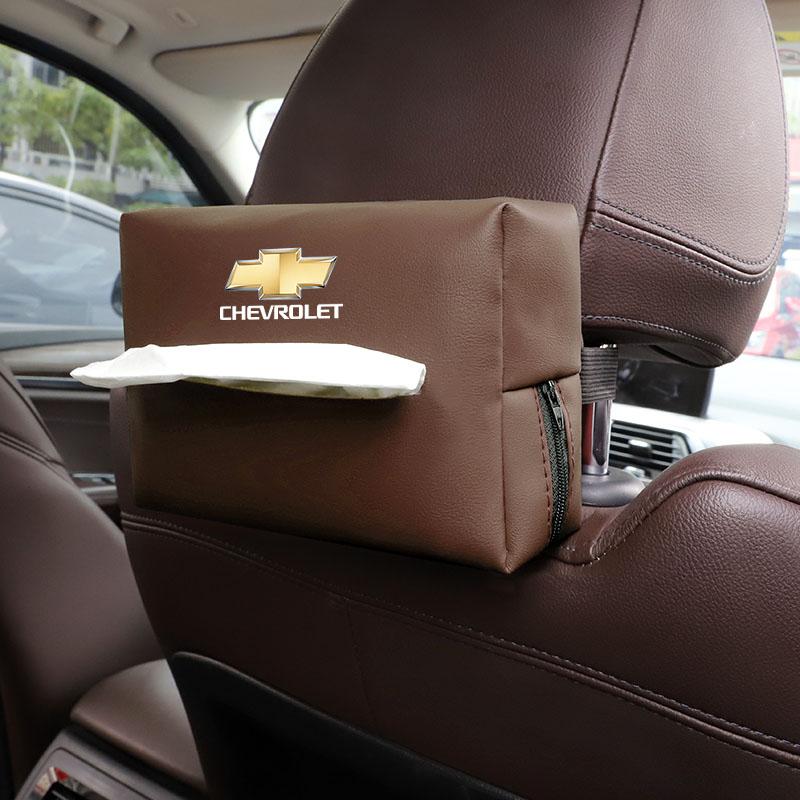 BODCA1 PU Leather Car Tissue Box Facial Tissue Storage Bag For Chevrolet Bolt Spark Tahoe Z71 Aveo Impala Lacetti Malibu Sail SS Cruze
