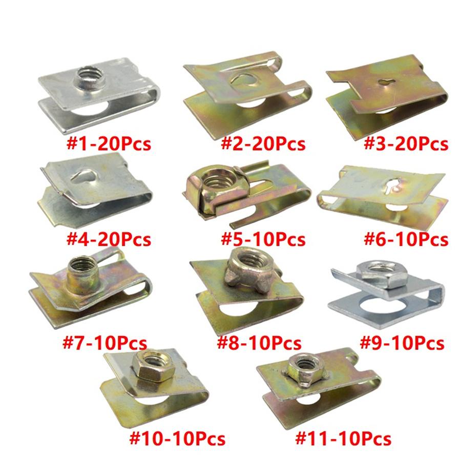 150PCS Metal U-Type Base Fender Bumper Leaf Board Fastener Clip U Type Gasket FenderMetal Clips