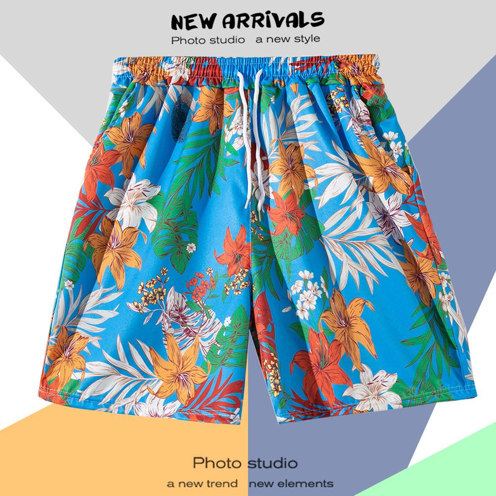 Hawaiian Summer Men Quick-drying Beachwear Plus Size Swimsuit Shorts Male Fashion Casual Loose Hawaii Printing Surf Board Shorts