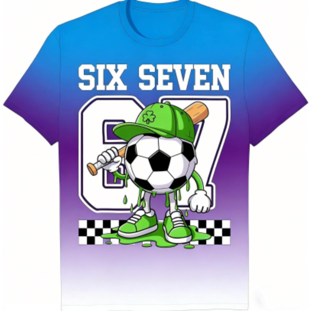 Fashion Kids T-Shirt Funny 67 Six Seven Print Boy and Girl Tees Top Summer Short Sleeve O Neck Casual Outdoor Kids Clothing