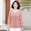 Middle Aged and Elderly Mother's Spring and Summer Fashionable T-shirt Knitted Top with Print