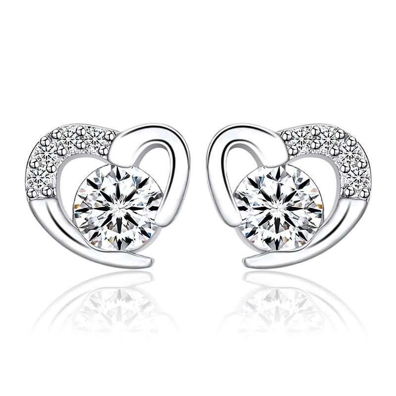 Новые модные ювелирные изделия Love Zircon Серьги для студенток Милый темперамент Гипоаллергенный