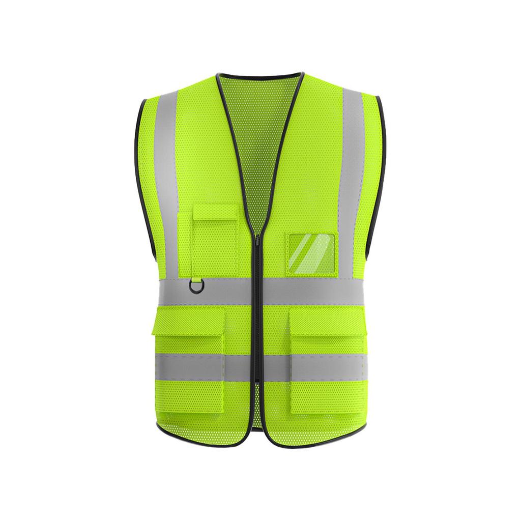 Peach Heart Mesh Safety Vest: Reflective, Multi-Pocket, Breathable Workwear for Construction Security.