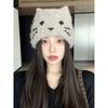 Korean cat ears cute knitted hat women's autumn and winter cold and warm ear protection wool hat sweet versatile bald hat