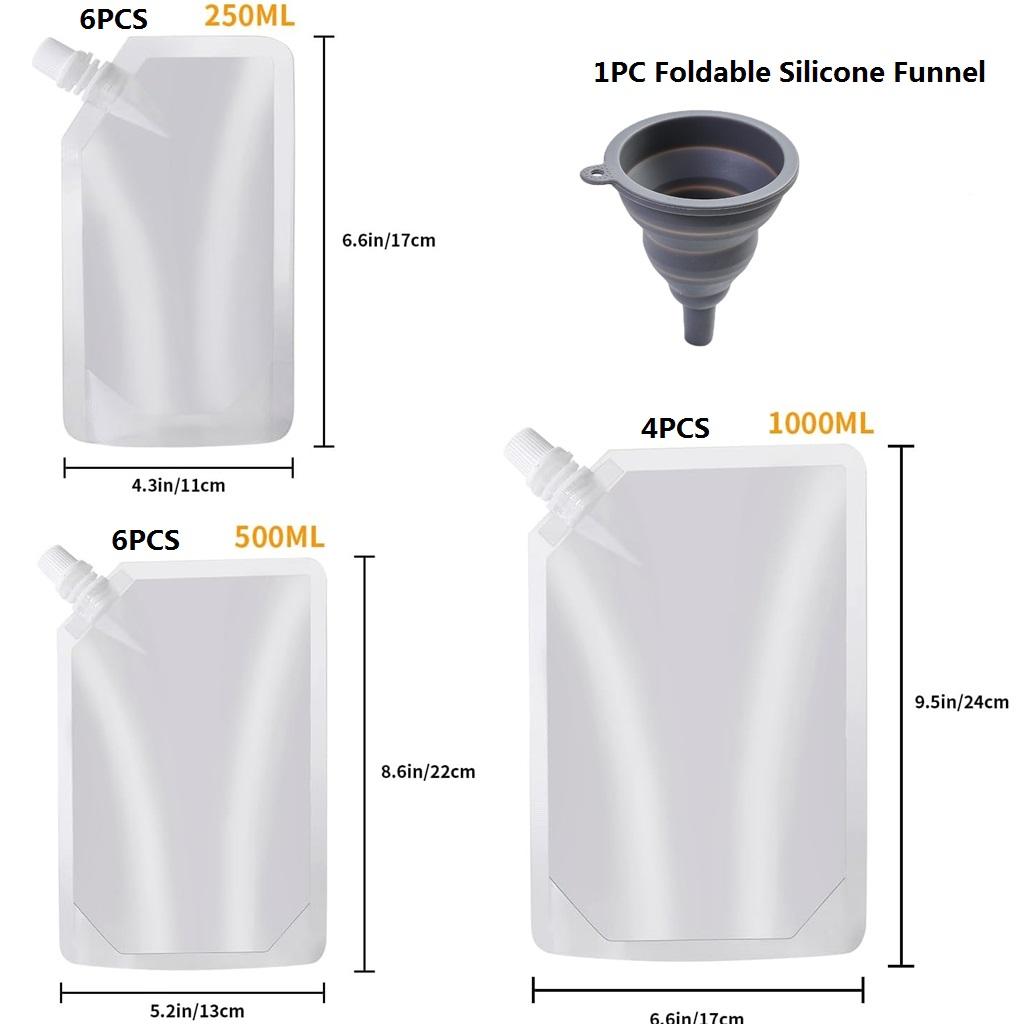 Прозрачные пластиковые фляги и многоразовые пакеты для напитков, герметичные для путешествий, занятий спортом на открытом воздухе, бега, для любителей концертов, 8 унций, 16 унций, 32 унции