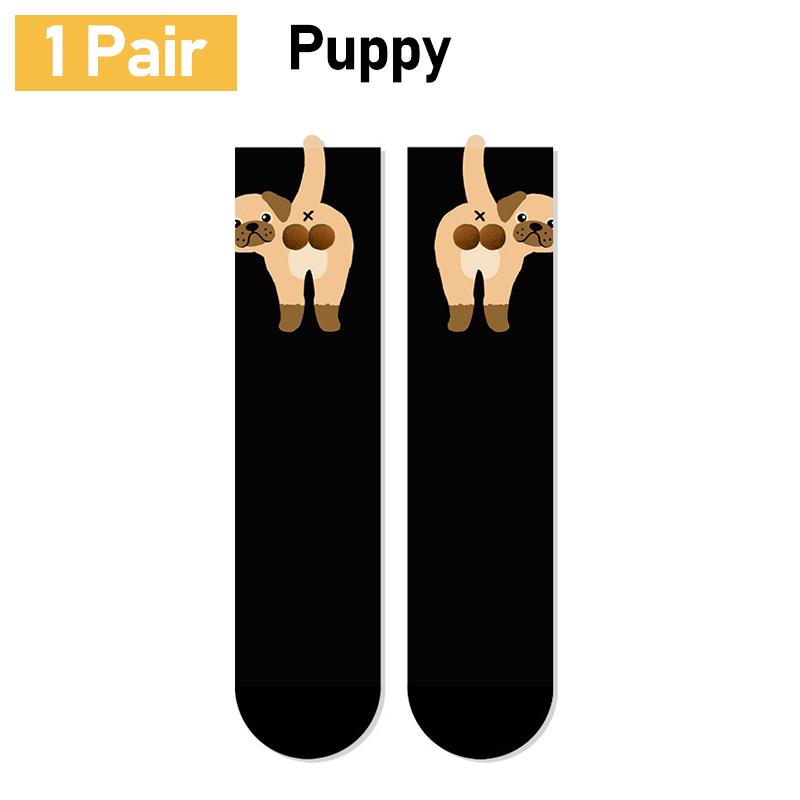 1/2 пары Мультяшные Милые Носки из хлопка с рисунком собаки/кошки Лолита Вязаные носки Женские Девичьи Носки средней длины Носки для сна с принтом питомца Напольные носки