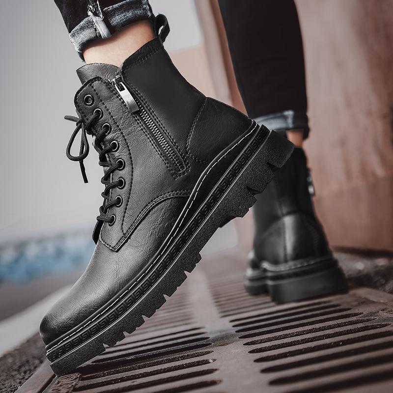 Новые роскошные брендовые мужские уличные ботинки, мотоциклетные ботинки с круглым носком, повседневные кожаные ботинки для мужчин, ботильоны, мужские ботинки