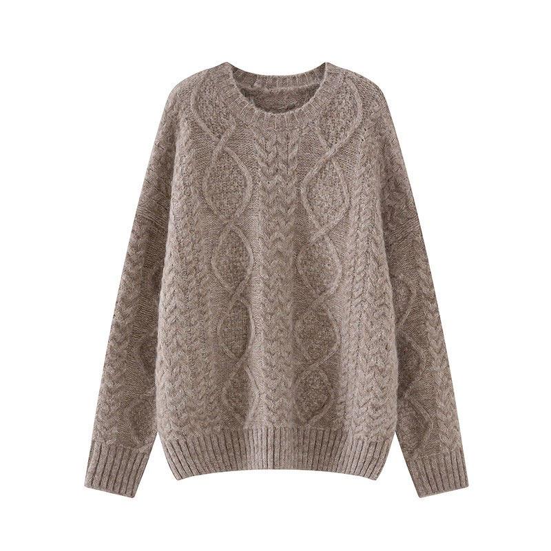 Осень и весна Новый ретро-свитшот-пуловер, свитер, женская свободная утолщенная трикотажная верхняя одежда, топы с длинным рукавом, повседневная простая одежда больших размеров 2123