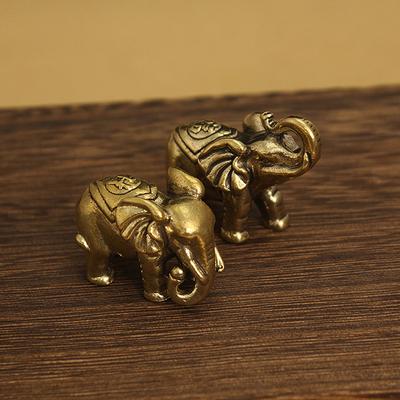 Латунная миниатюрная статуэтка Маленький Счастливый Слон, декоративная домашняя латунная скульптура, украшение для стола