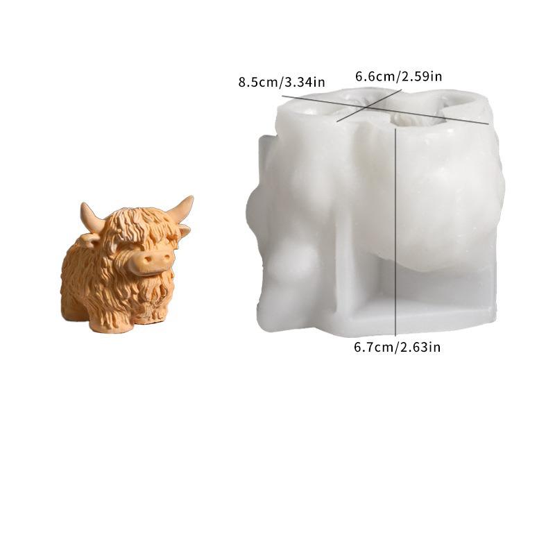 Animal Resin Molds Highland Cow Shaped Silicone Mold Reusable Mould Cake Jelly Soap Gummy Wax Candy Candle Ice Snack Baking
